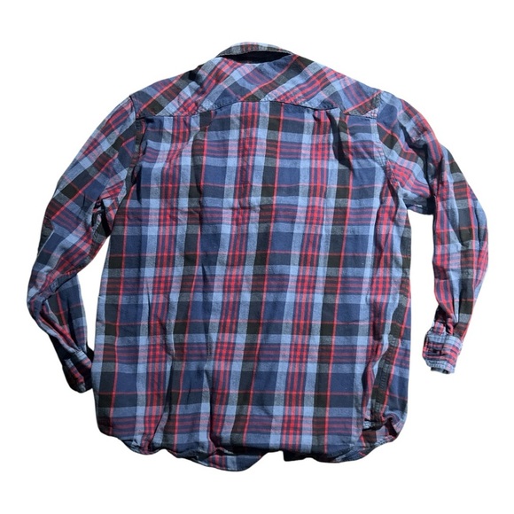 Plaid Button-Up Shirt in Blue and Red-men’s XL - Picture 2 of 5